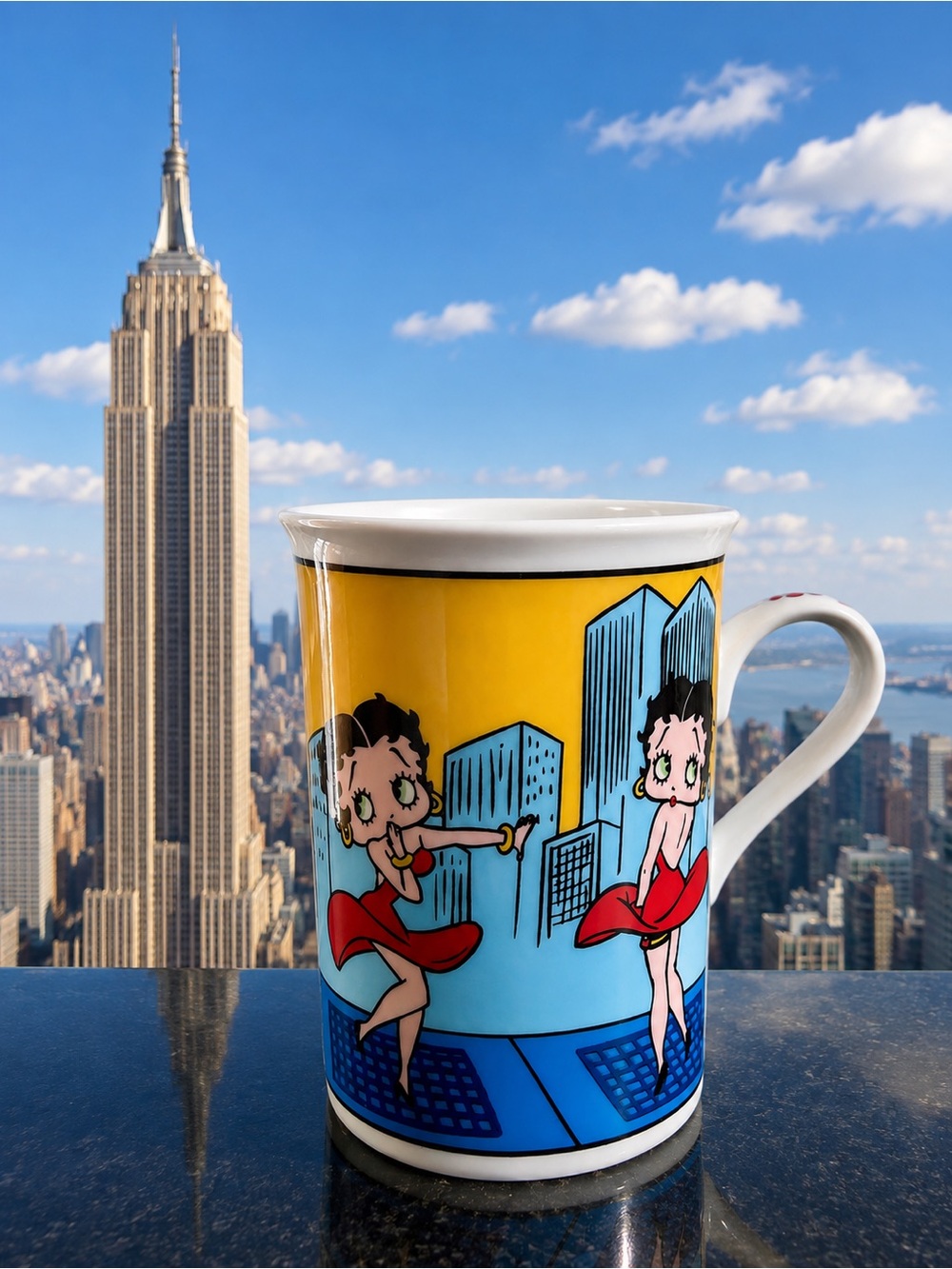 Betty Boop Yellow and Blue Ceramic Coffee Mug - Home Party Supplies